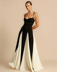Black and White Patchwork Maxi Slip Dress
