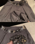 Handcrafted sequin flower tailored pants