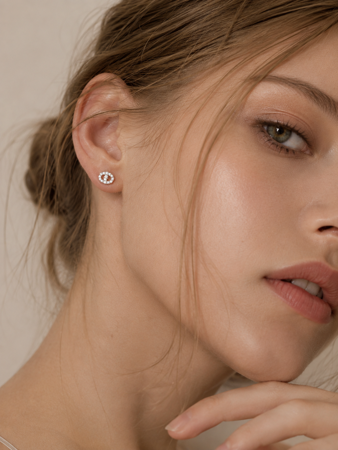 Full pavé stud earrings with a chic, luxe look