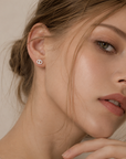 Full pavé stud earrings with a chic, luxe look