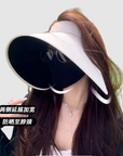 Foldable wide-brim open-top sun hat with black coating