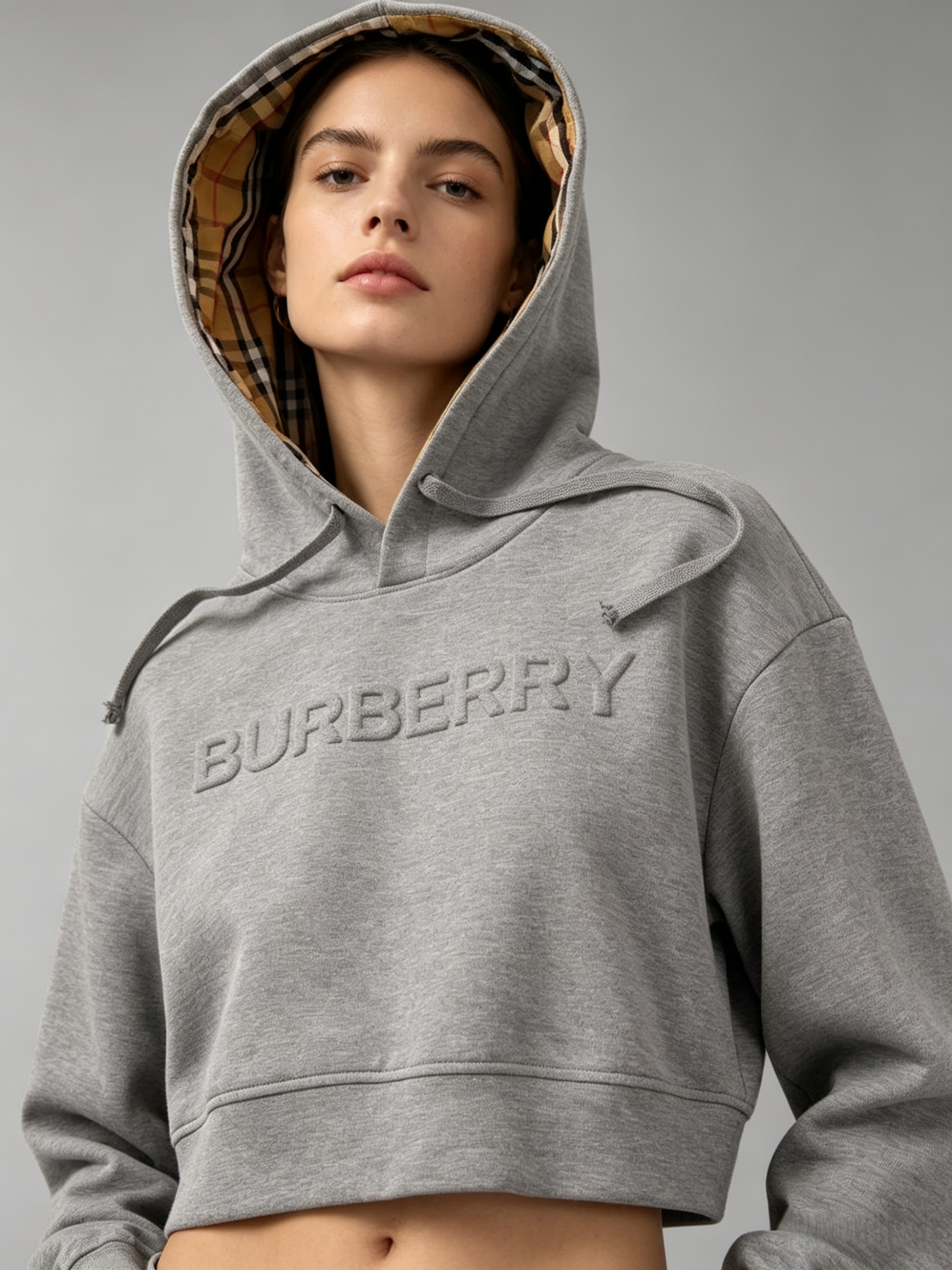 Embossed Print Hooded Sweatshirt