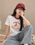 Korean-Style 3D Bread Embroidery Cotton Tee