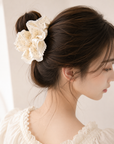 Korean-Inspired Oversized Pearl Satin Scrunchie