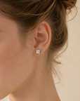 925 Silver Four-Leaf Clover Rhinestone Stud Earrings