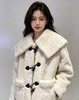 Wool-Blend Eco Faux Fur Mid-Length Coat