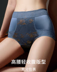 High-Waist Satin Vintage Lace Silk Crotch Shaping Briefs (3-Pack)