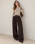 Korean Contrast Stitch Barrel Pants