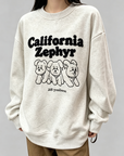 Korean-Style 380g Fleece-Lined Embroidered Sweatshirt