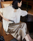 Glazed acetate satin midi skirt
