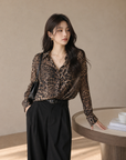 Vintage Luxe Leopard Chiffon Shirt