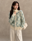 Letter Jacquard Wool Thick Jacket