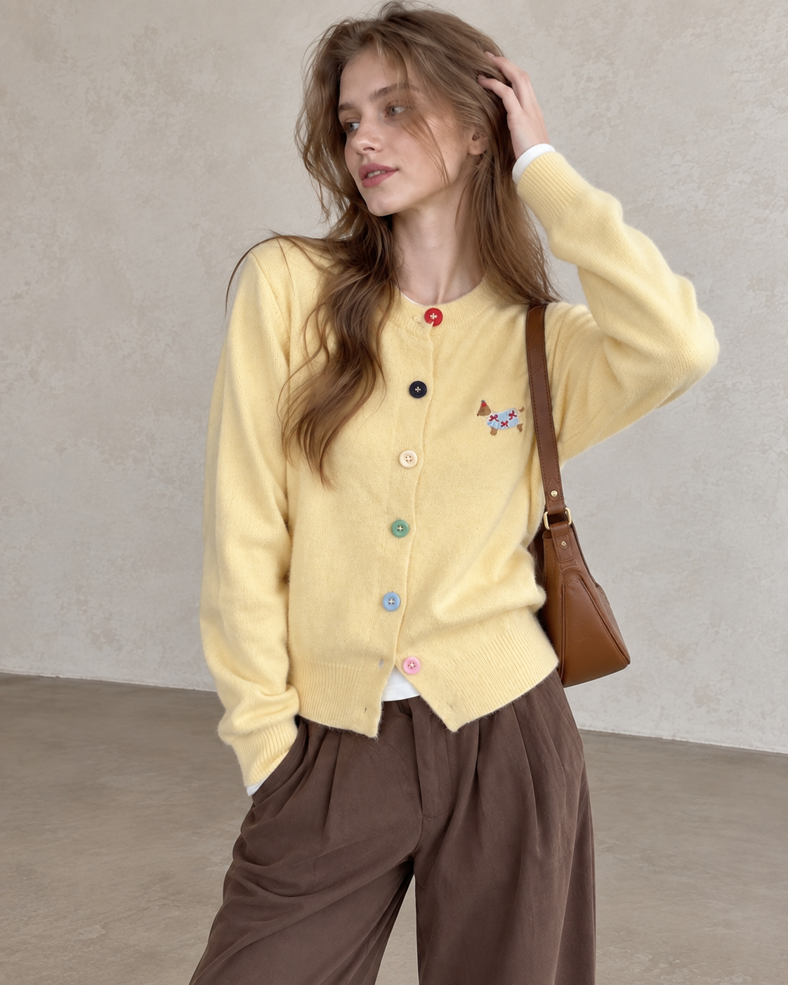 Dopamine Colour-Button Knit Cardigan