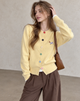 Dopamine Colour-Button Knit Cardigan