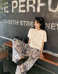 Island Style Elastic High-Waist Wide-Leg Pants