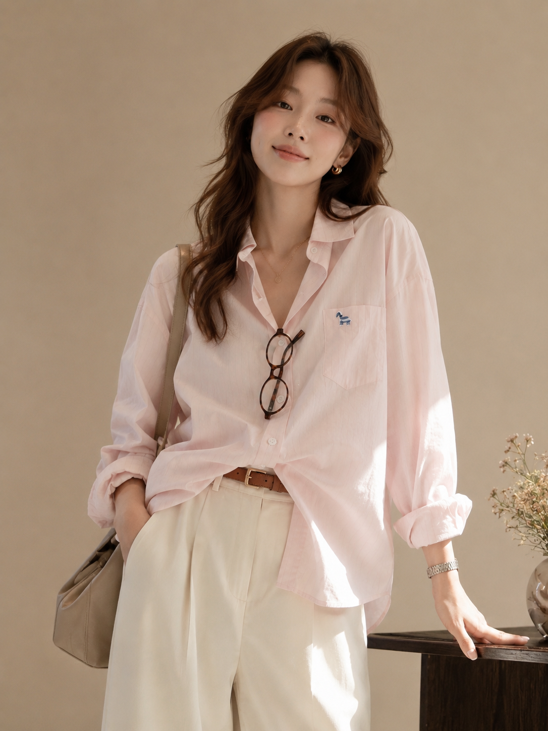 Korean-Style Pink Shirt