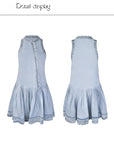 Pleated Denim Vest Dress