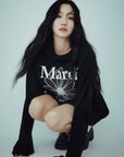 MARDI MERCREDI White Contrast Print Cotton Sweatshirt