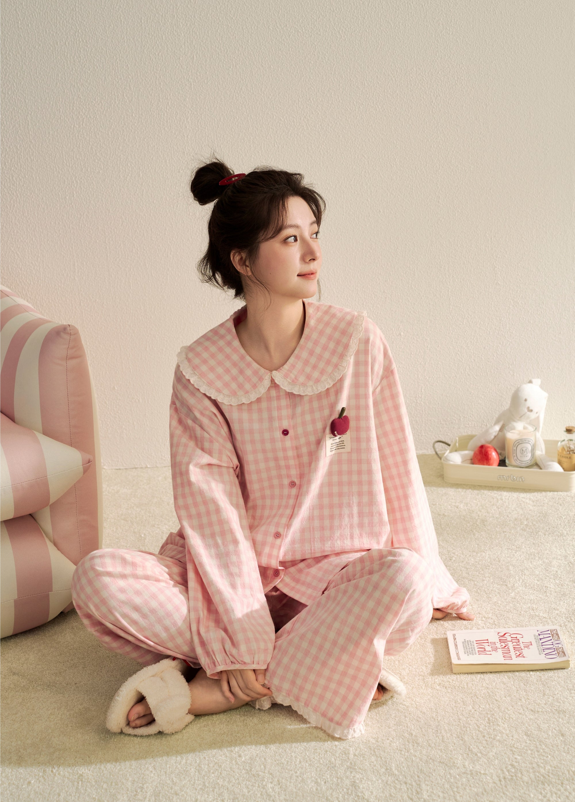 Plus-size cotton Peter collar pajama / lounewear set