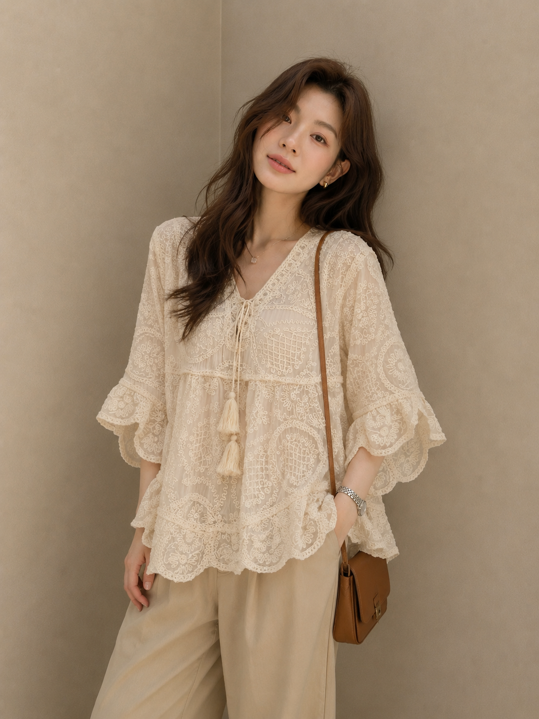 Bohemian Embroidered Crochet Top