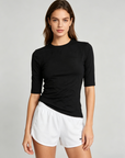High-Stretch Cotton Half Sleeve Top
