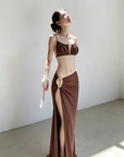 Bikini & Slit Maxi Skirt 3-Piece Set