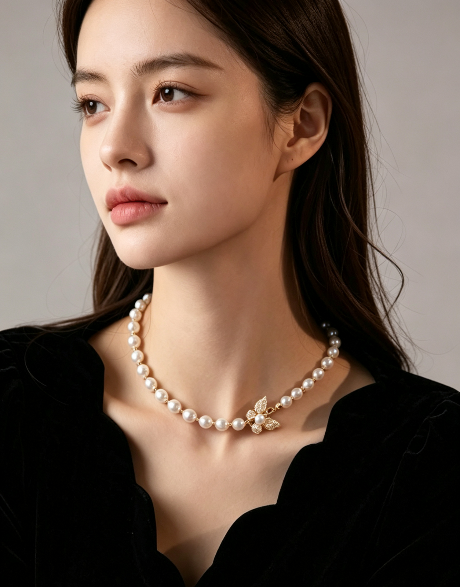 Korean-Inspired Luxury Butterfly Pearl Necklace