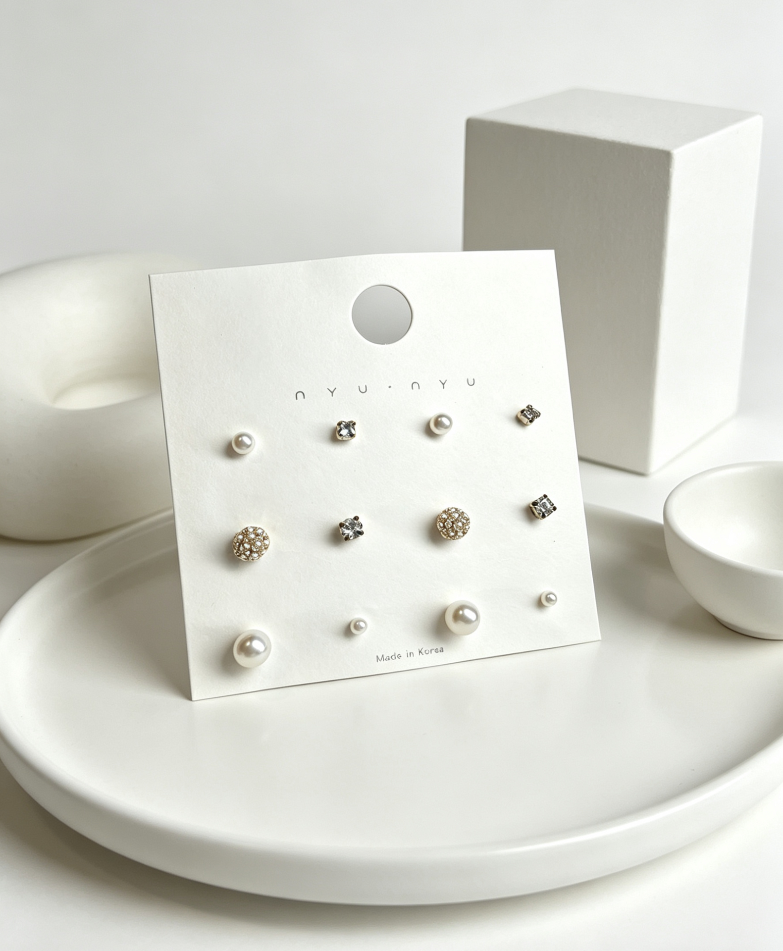 6 Pairs Korean Style 925 Silver Needle Stud Earrings Set