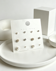 6 Pairs Korean Style 925 Silver Needle Stud Earrings Set