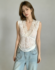 Korean Style Layered Lace V-Neck Camisole