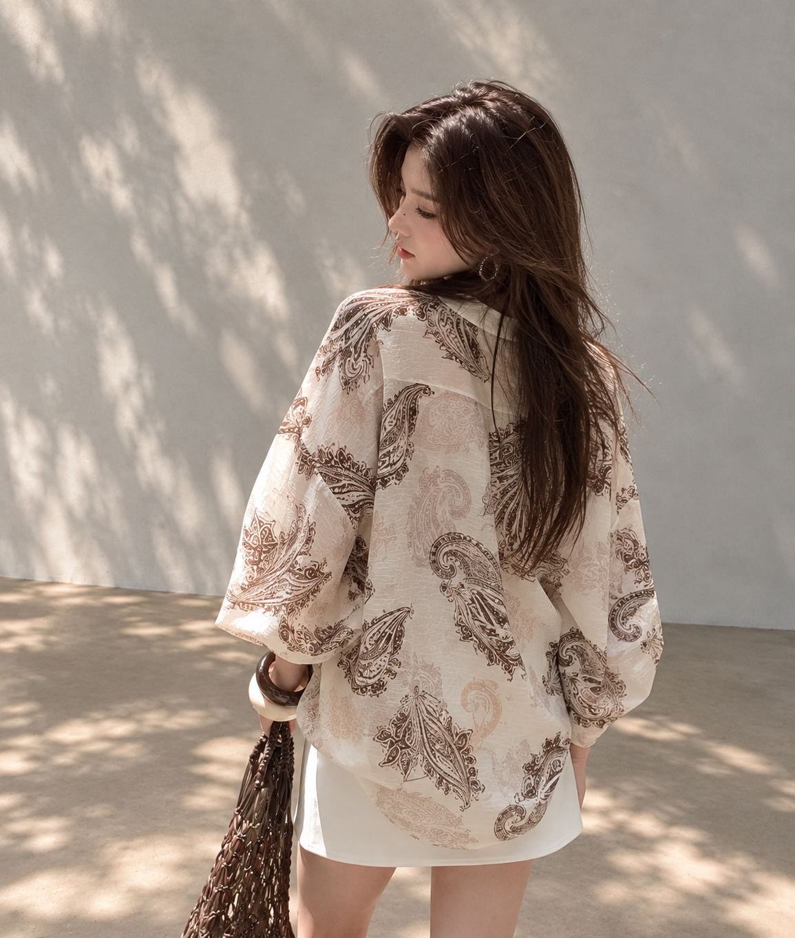 Relaxed Paisley V-Neck Top
