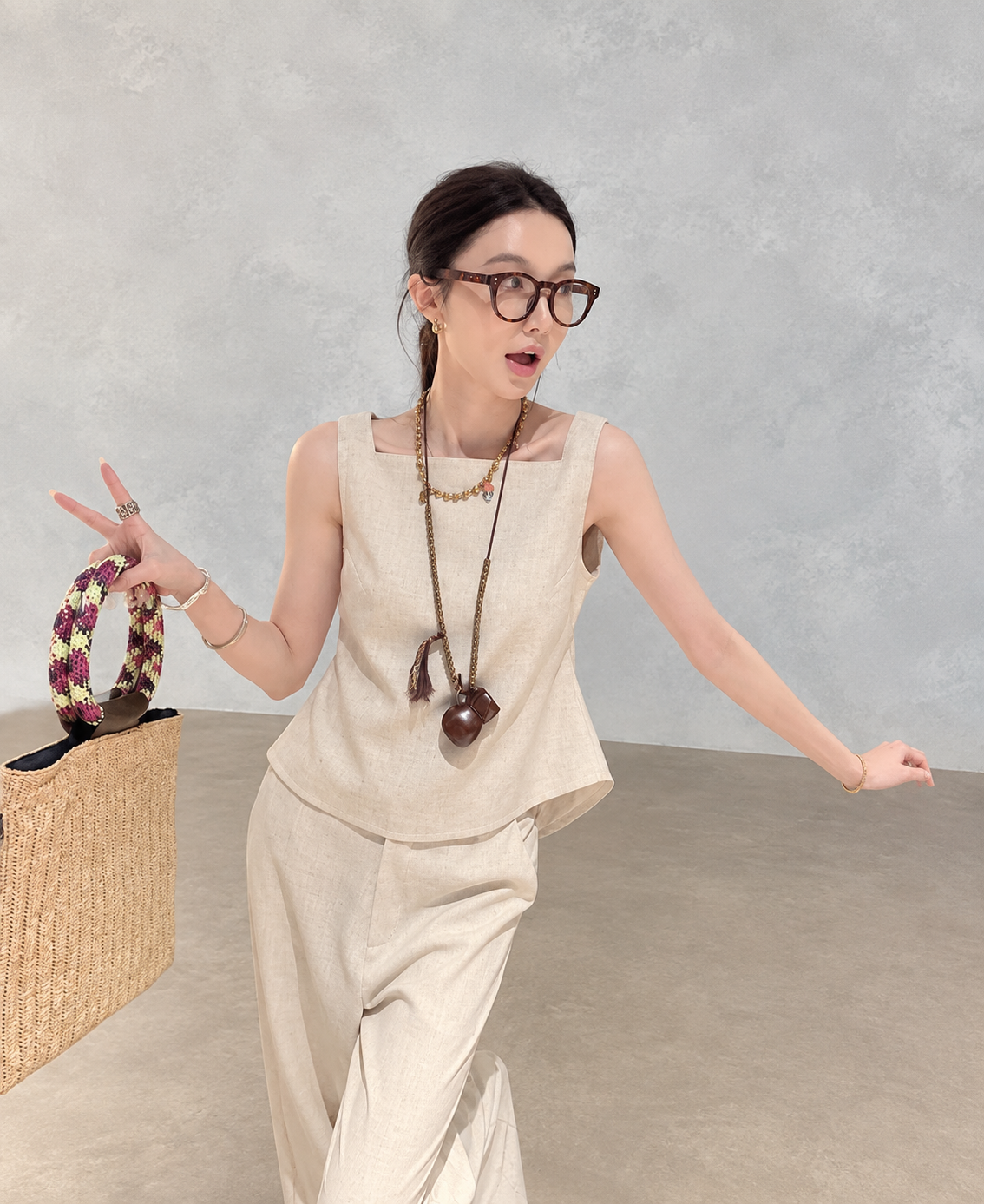 Vintage-Inspired Tie-Back Vest &amp;amp; Pants Set