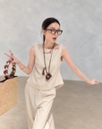 Vintage-Inspired Tie-Back Vest &amp; Pants Set