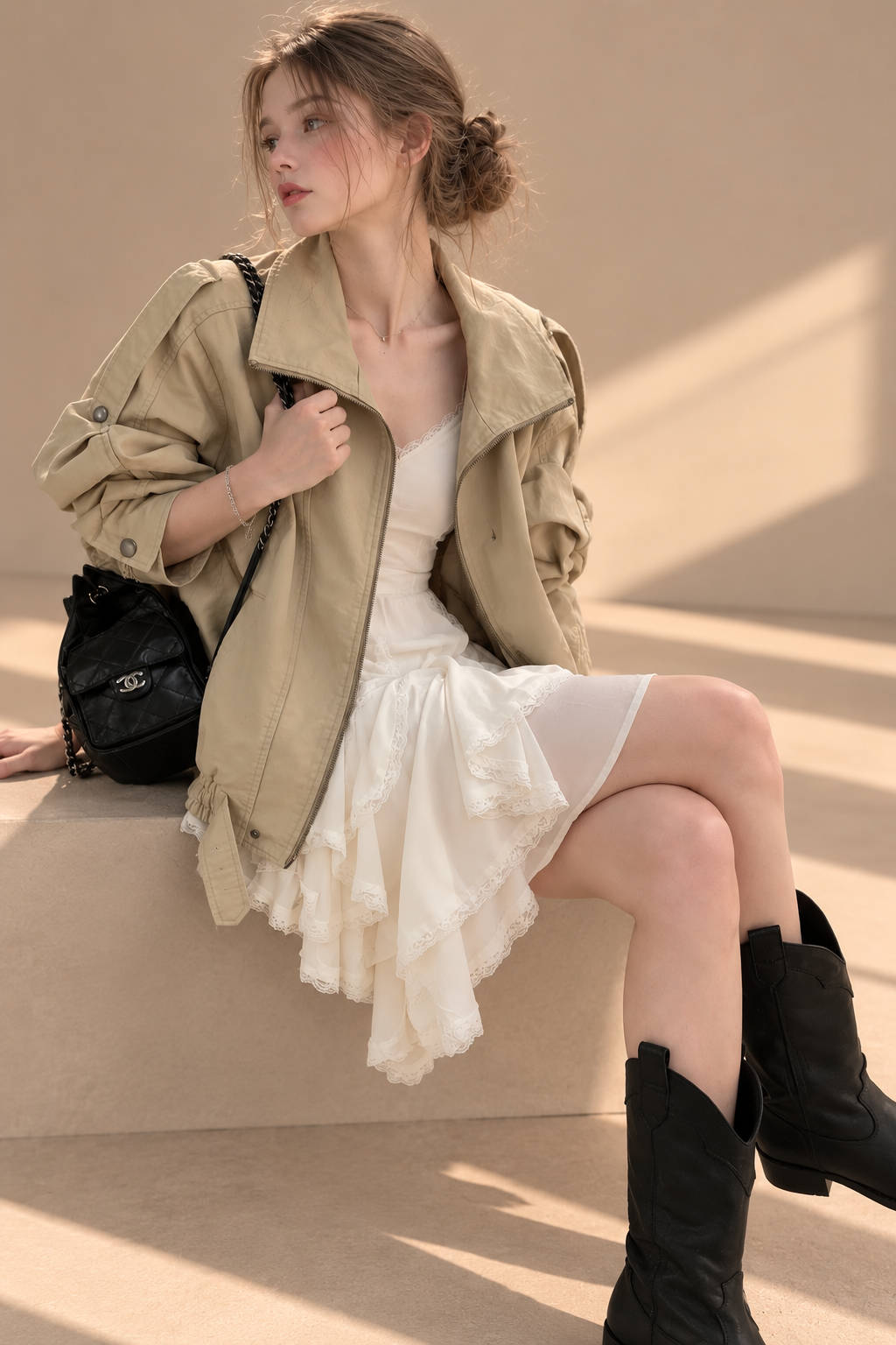 Lace-Trim V-Neck Cami Dress