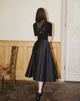 Hepburn-inspired high-waisted French A-line skirt