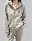 Fleece-Lined Thickened Hooded W Logo Zip Set