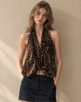 Leopard Print Chiffon Halter Top