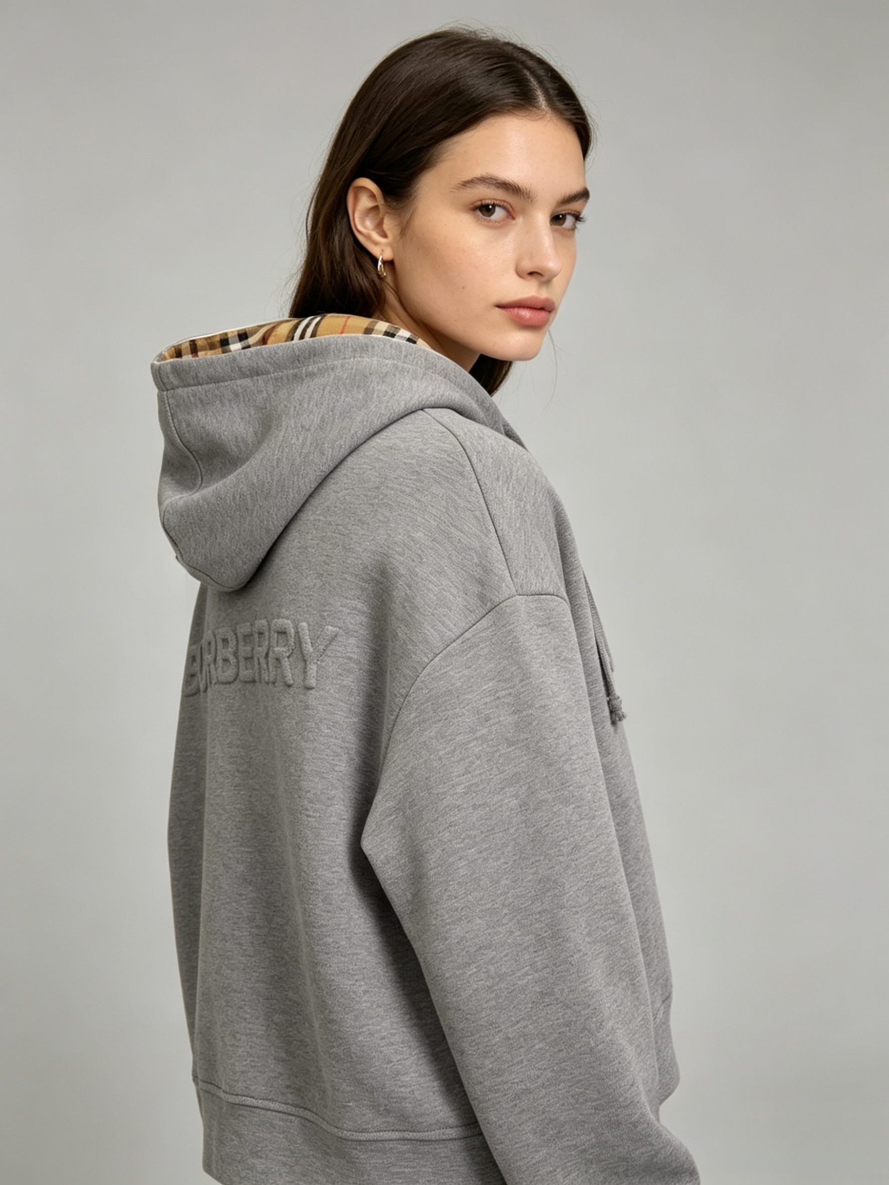 Embossed Print Hooded Sweatshirt