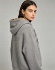 Embossed Print Hooded Sweatshirt