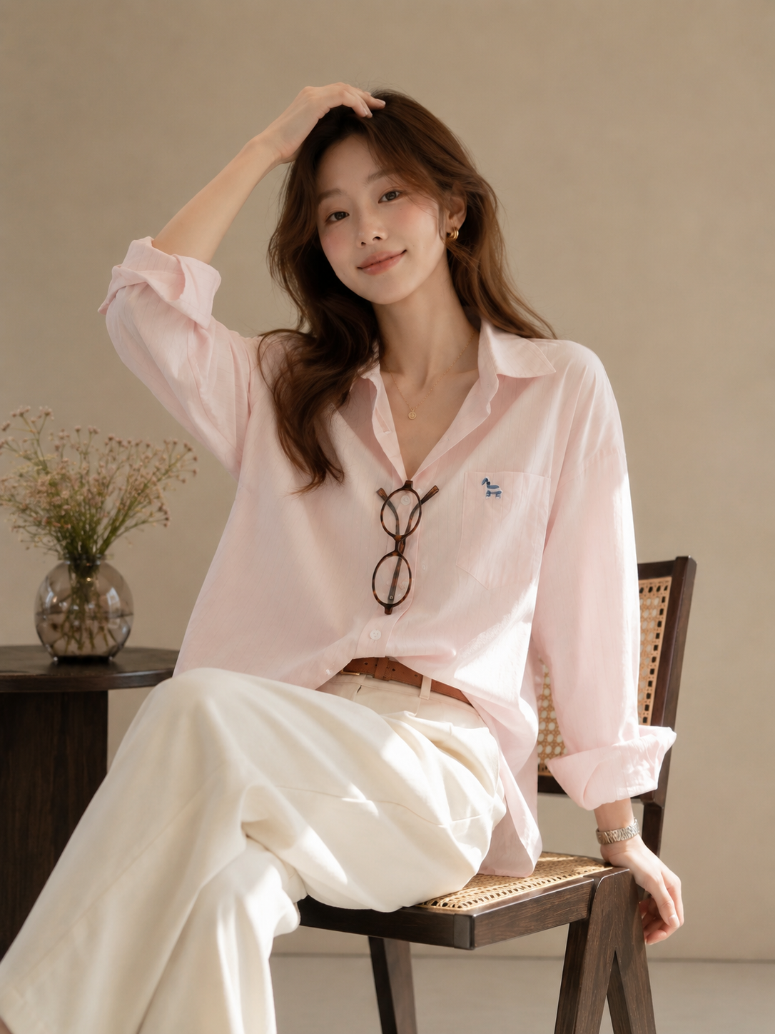Korean-Style Pink Shirt