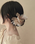 New Chinese Style Pearl Tassel Fabric Sweet Hairpin