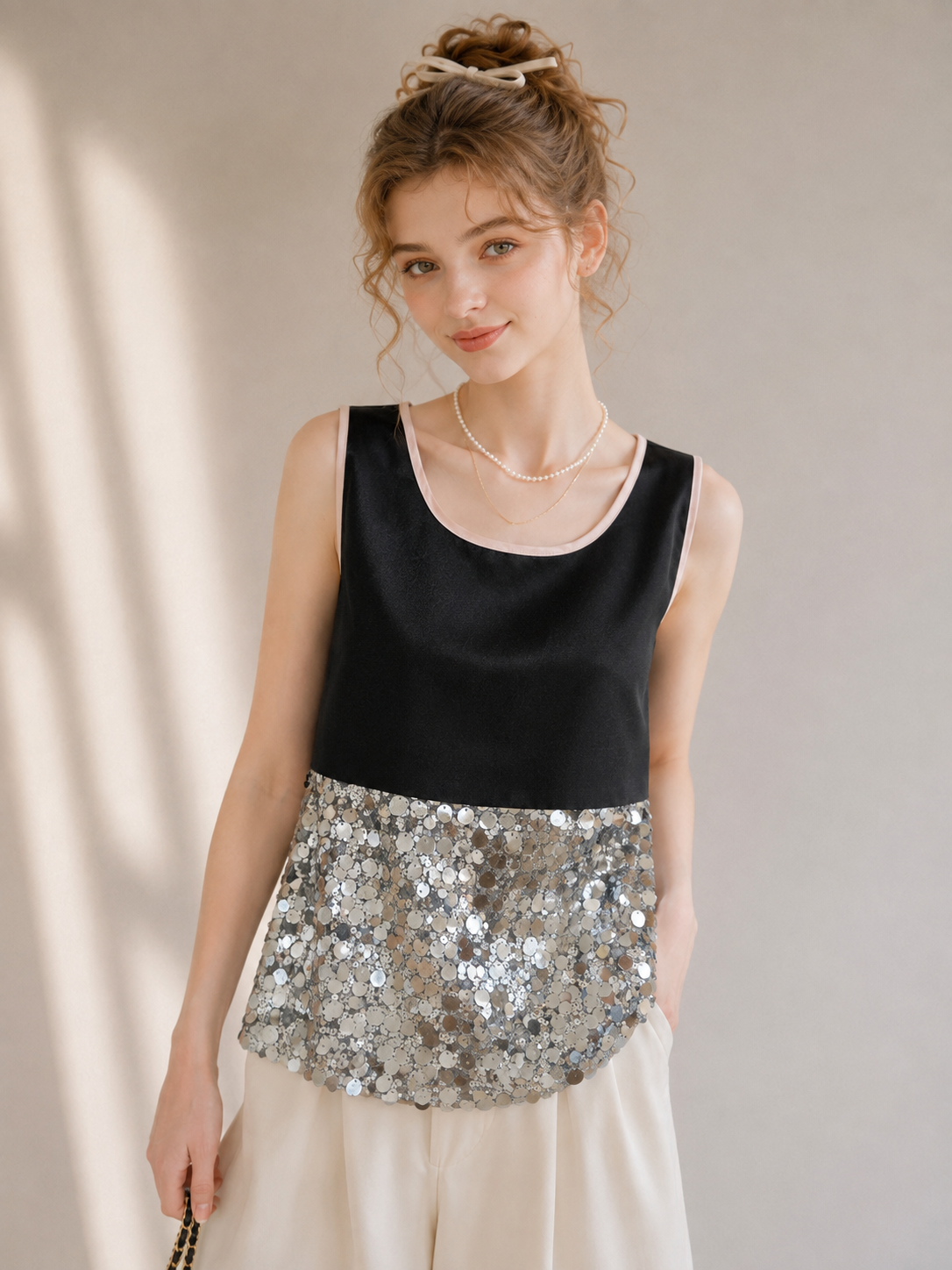 Galaxy Sequin Satin Tank Top