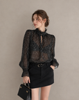 Korean Vintage Polka Dot Chiffon Blouse