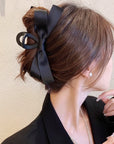 Elegant Matte Hepburn-Style Bow Shark Clip