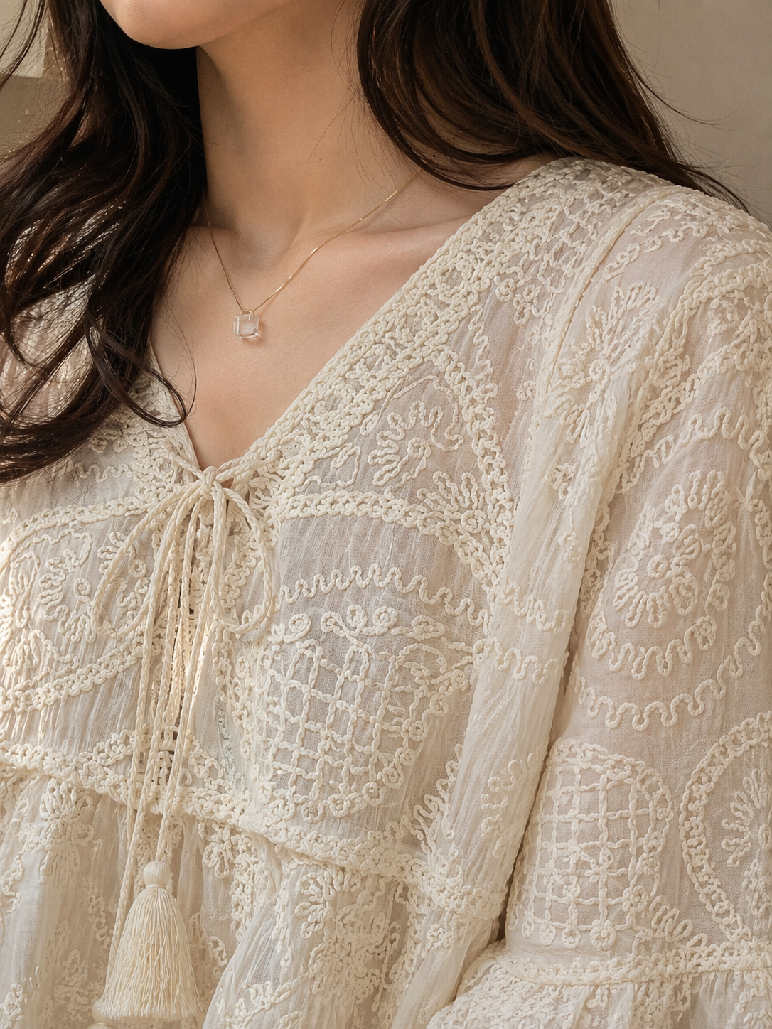 Bohemian Embroidered Crochet Top