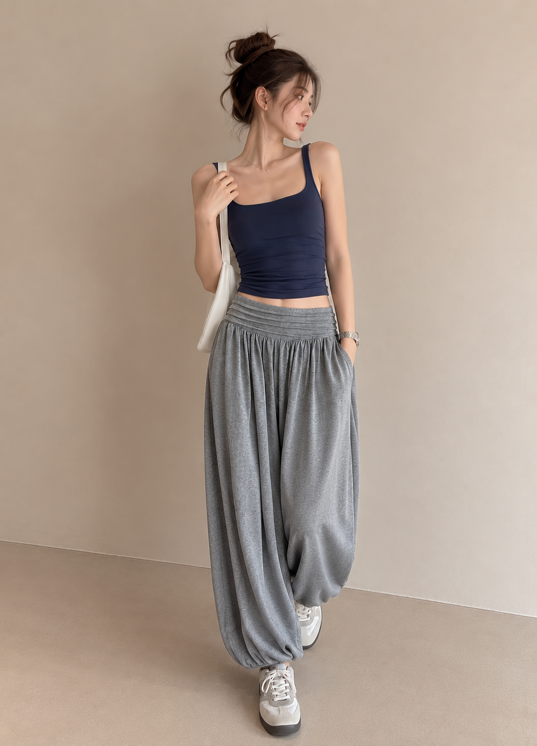 Relaxed Cropped Harem Pants