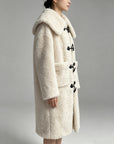 Wool-Blend Eco Faux Fur Mid-Length Coat