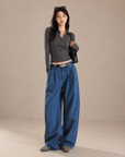 Vintage Double-Pleat Wide-Leg Jeans