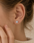 925 Silver Four-Leaf Clover Rhinestone Stud Earrings