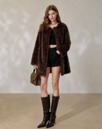 Old-Money Inspired Faux Mink Mid-Length Coat